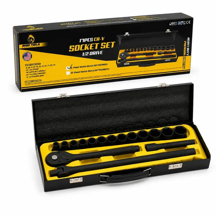 17PCS Half Drive Socket Set Matte Finished