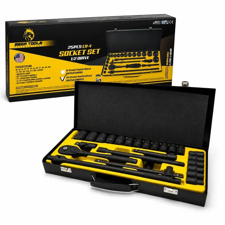 25PCS Half Drive Socket Set Matte Finished