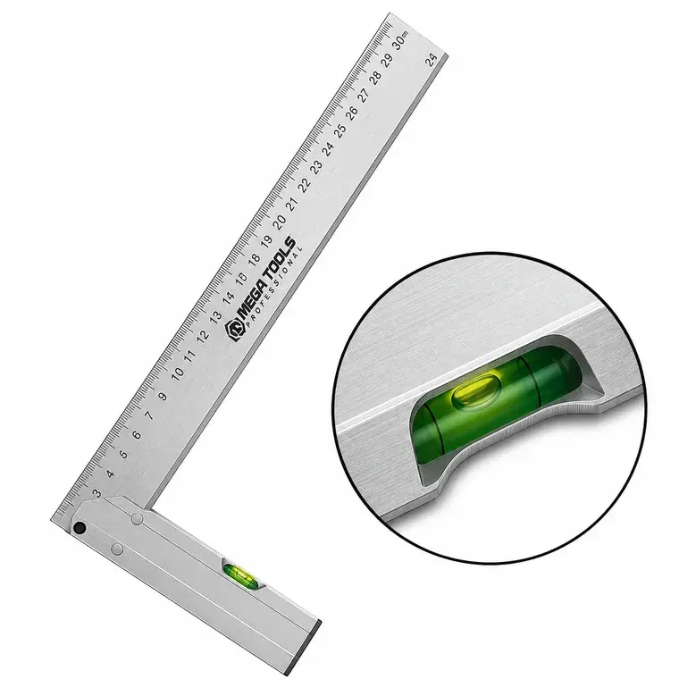 L- Square Ruler With Level