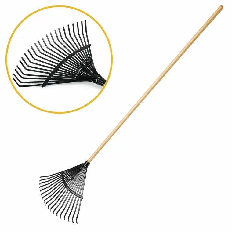 Wooden Handle Lawn Rake