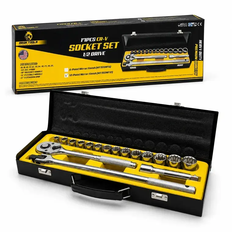 17PCS Half Drive Socket Set Mirror Finished